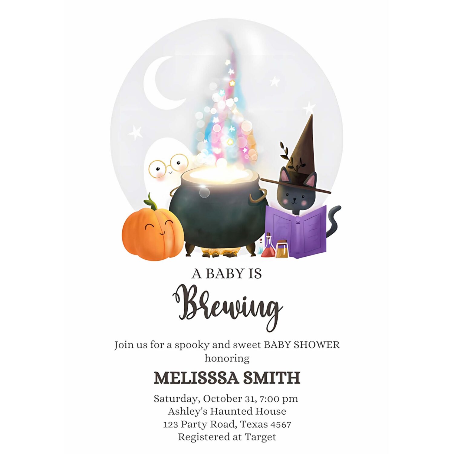 A baby is brewing halloween baby shower invitation gender neutral spooky fall couples 4