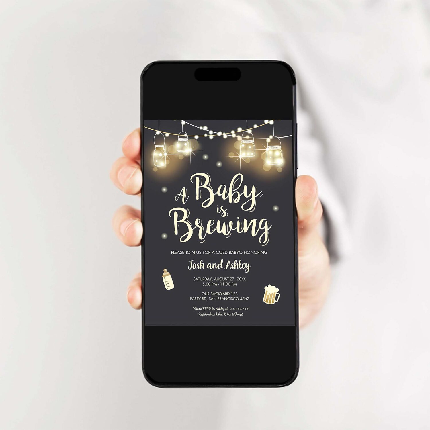 A baby is brewing invitation bottle and beers baby shower babyq bbq coed couples shower 2