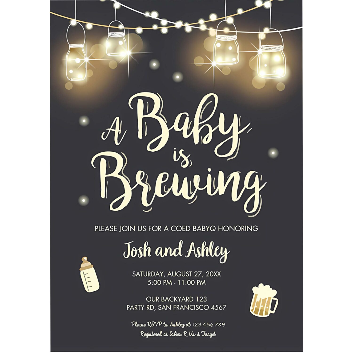 A baby is brewing invitation bottle and beers baby shower babyq bbq coed couples shower 4