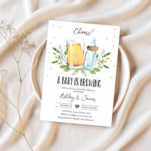 A baby is brewing invitation bottle and beers baby shower cheers coed couples shower 1