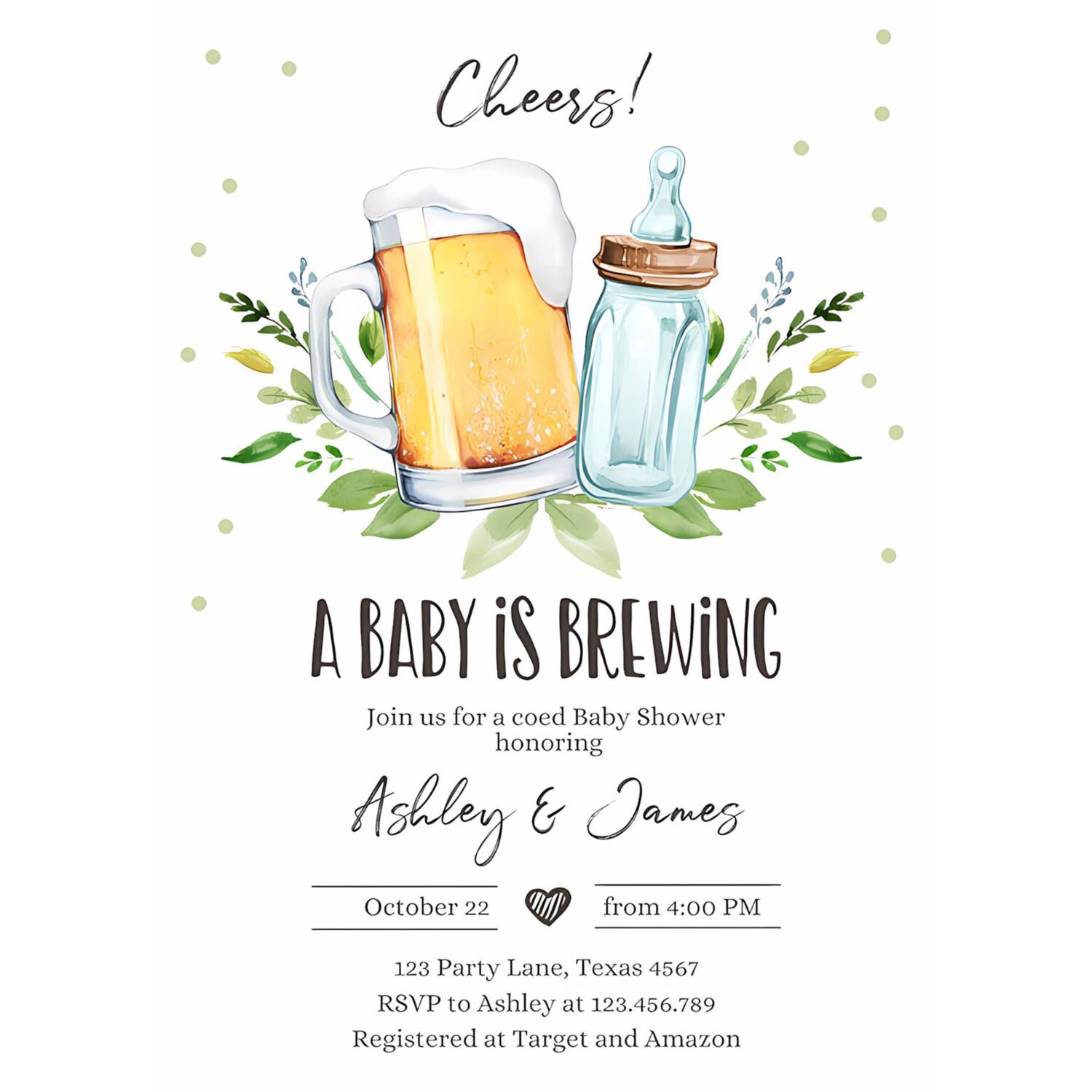 A baby is brewing invitation bottle and beers baby shower cheers coed couples shower 4