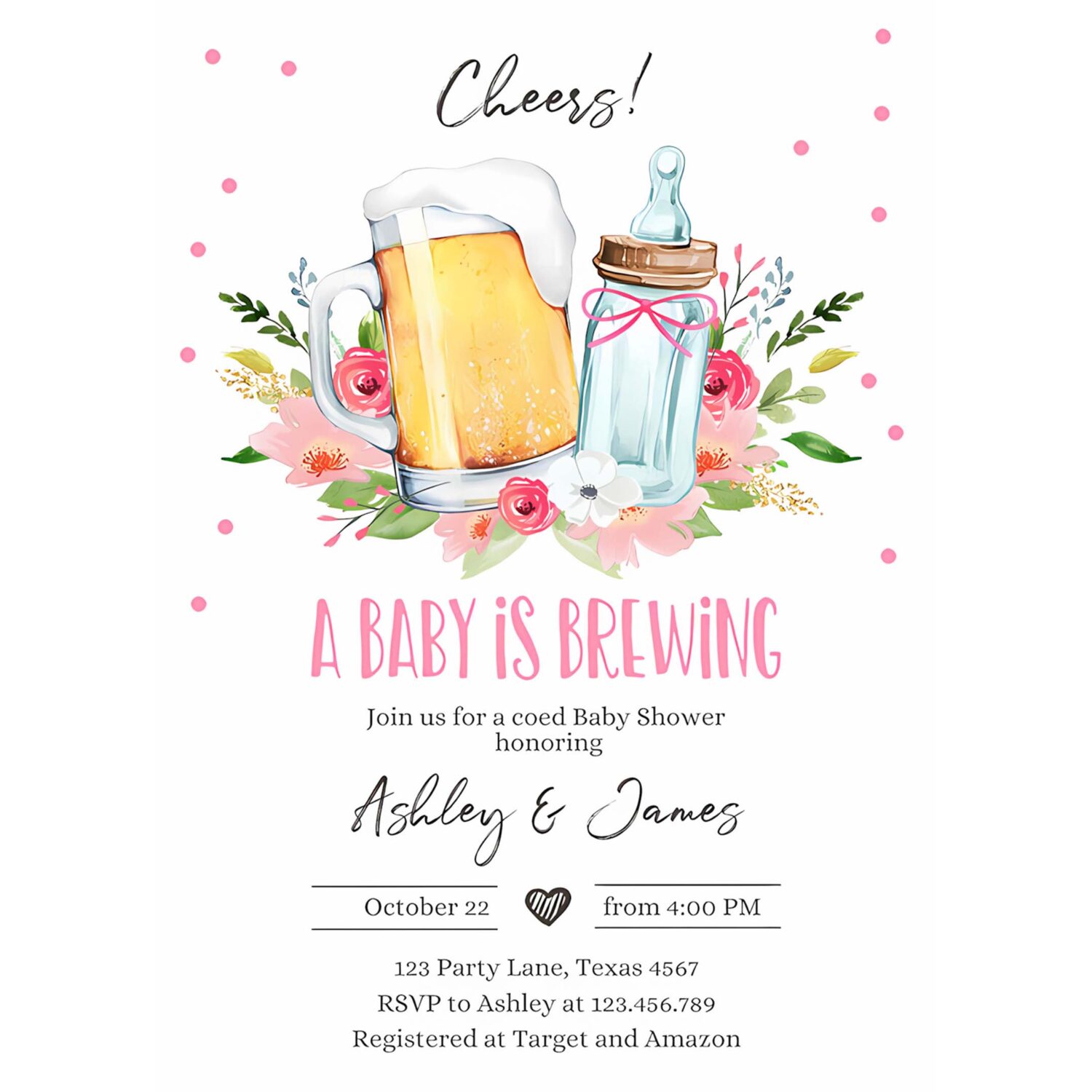 A baby is brewing invitation bottle and beers baby shower girl cheers coed couples shower 4