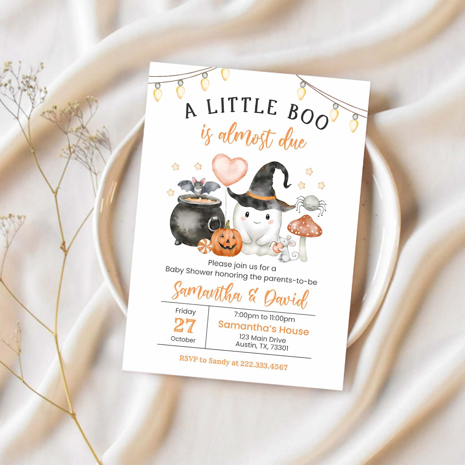 A little boo baby shower invitation gender neutral halloween baby shower invite 1