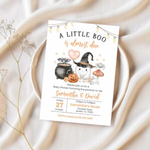 A little boo baby shower invitation gender neutral halloween baby shower invite 1