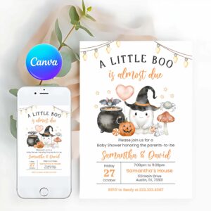Little Boo Invitation, A Little Boo Baby Shower Invitation, Gender Neutral Halloween Baby Shower Invite
