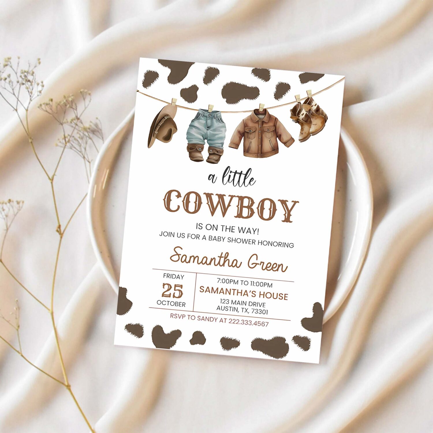 A little cowboy baby shower invitation rodeo wild west baby shower invite 1