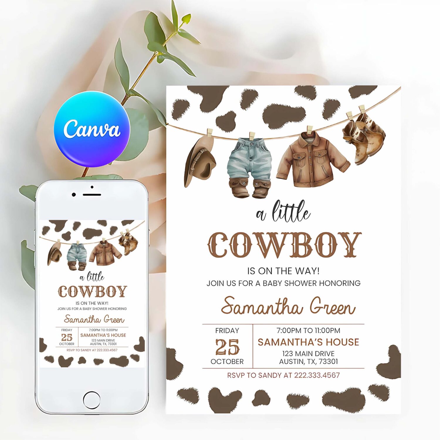 A little cowboy baby shower invitation rodeo wild west baby shower invite