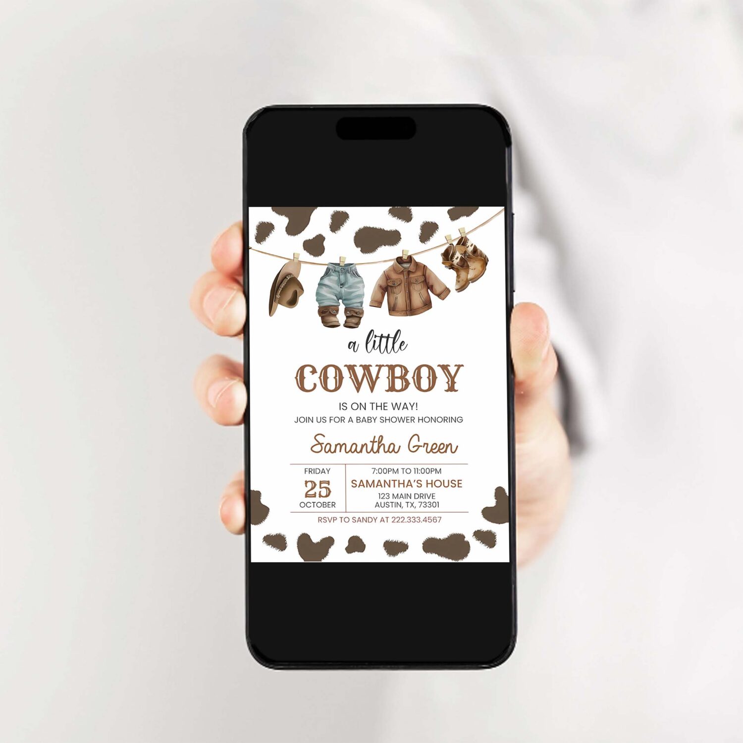 A little cowboy baby shower invitation rodeo wild west baby shower invite 2