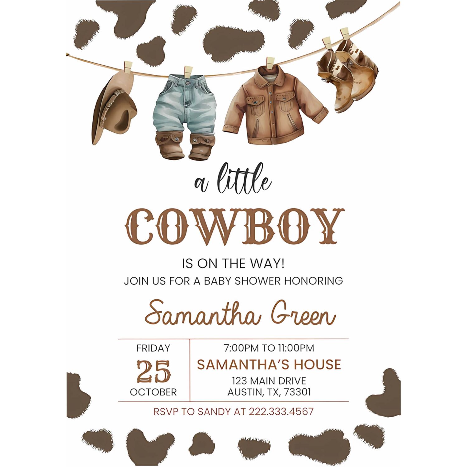 A little cowboy baby shower invitation rodeo wild west baby shower invite 4