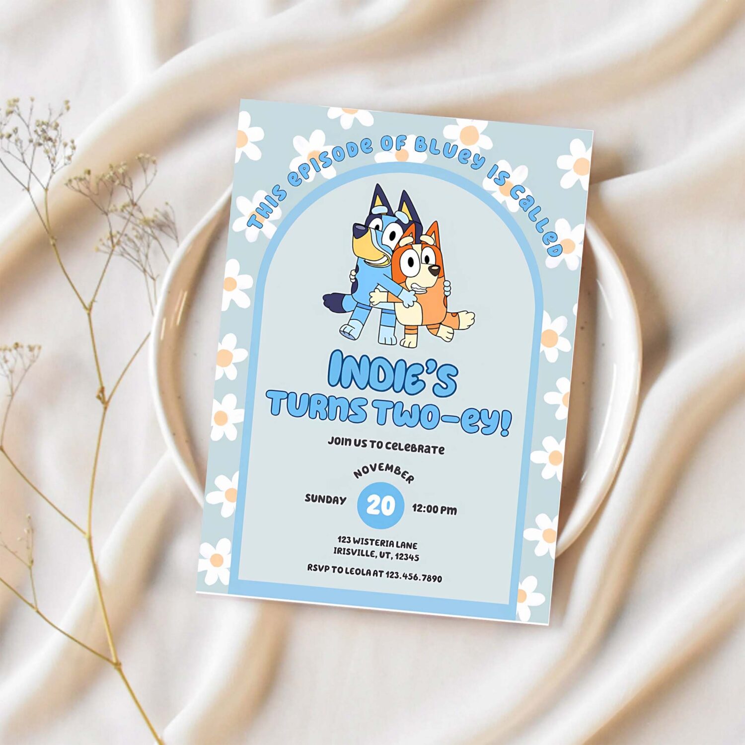 Any age bluey birthday party invitation 1