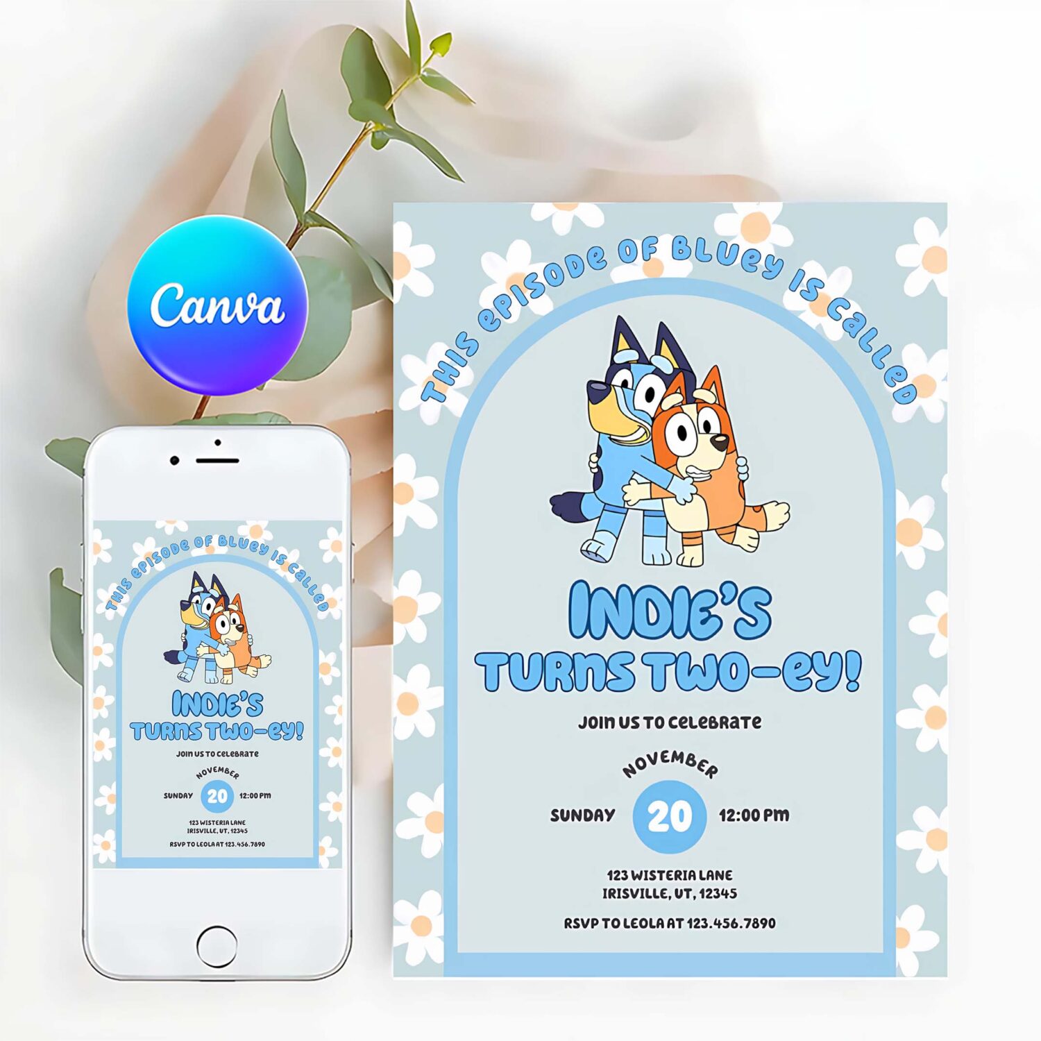 Any age bluey birthday party invitation