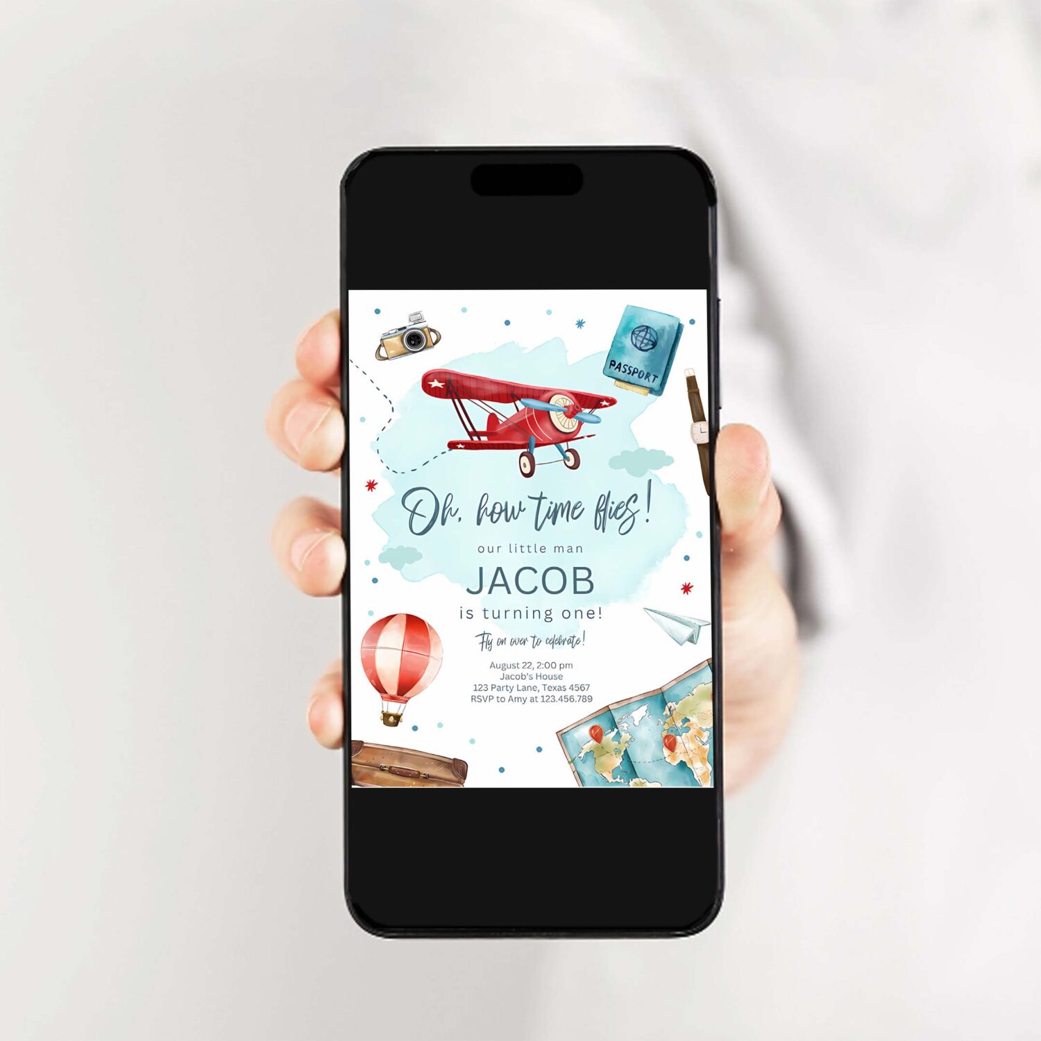Airplane birthday invitation oh my time flies red airplane first birthday travel 2