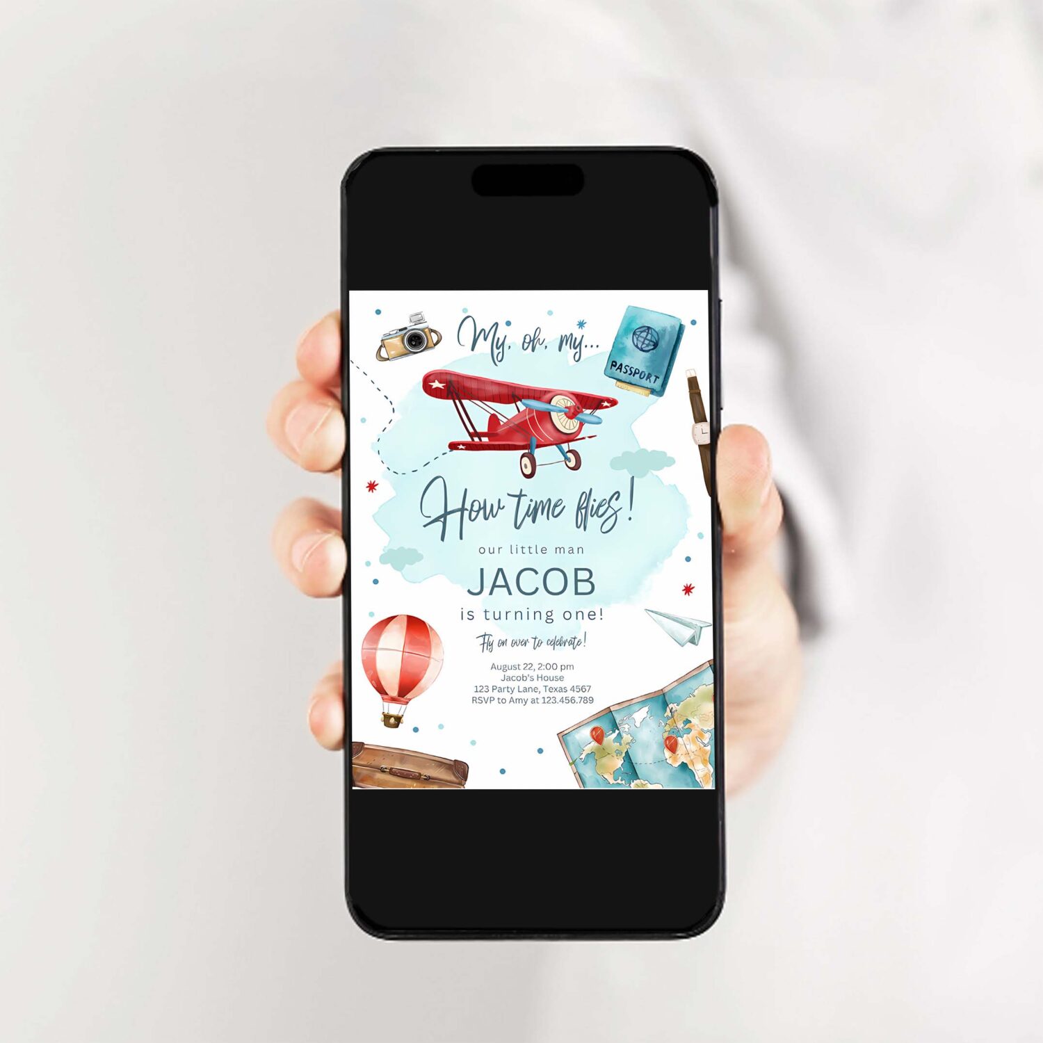 Airplane birthday invitation oh my time flies red airplane invitation travel 2