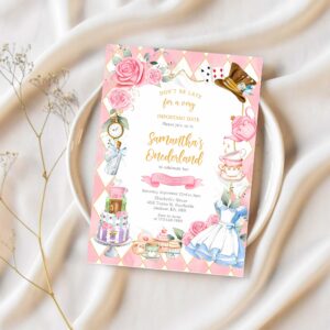 Alice in wonderland birthday invitation alice in wonderland invitation alice in wonderland theme invitation 1