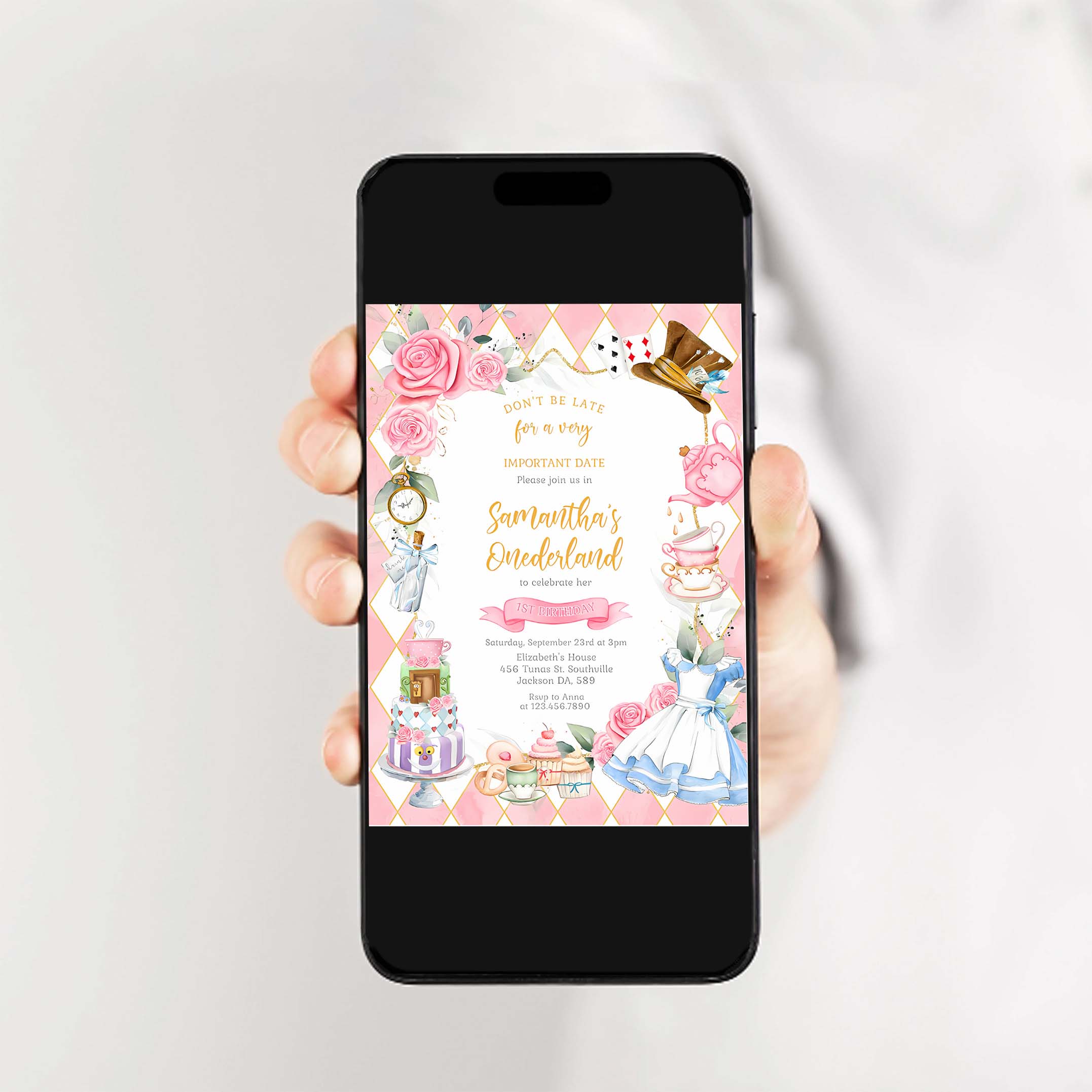 Alice in Wonderland Birthday Invitation Alice in Wonderland invitation Alice in Wonderland Theme Invitation