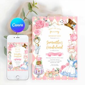Alice in Wonderland Invitation, Alice in Wonderland Birthday Invitation, Alice in Wonderland Invitation, Alice in Wonderland Theme Invitation
