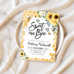 As sweet as can bee baby shower invitation bee baby shower invitation sunflower gender neutral baby shower invite 1