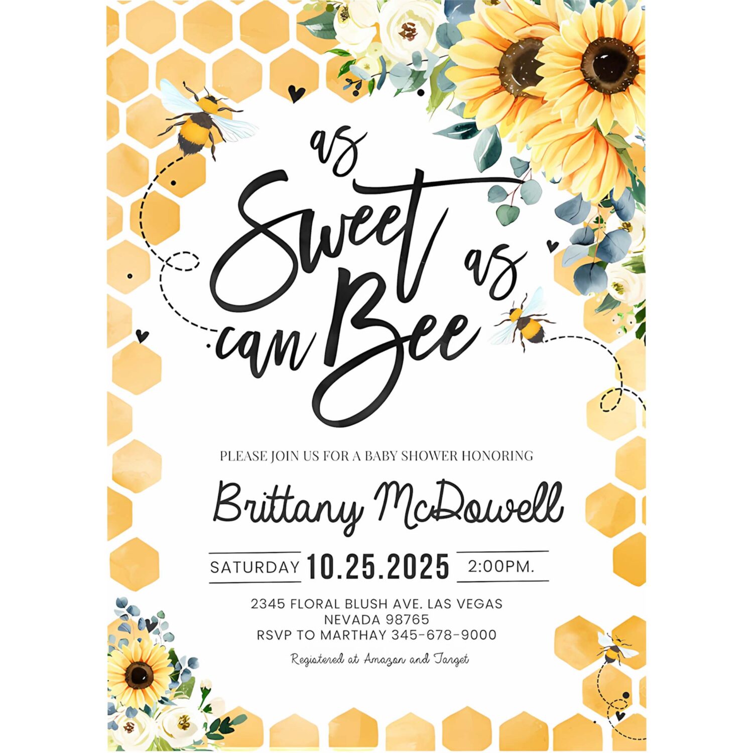 As sweet as can bee baby shower invitation bee baby shower invitation sunflower gender neutral baby shower invite 4