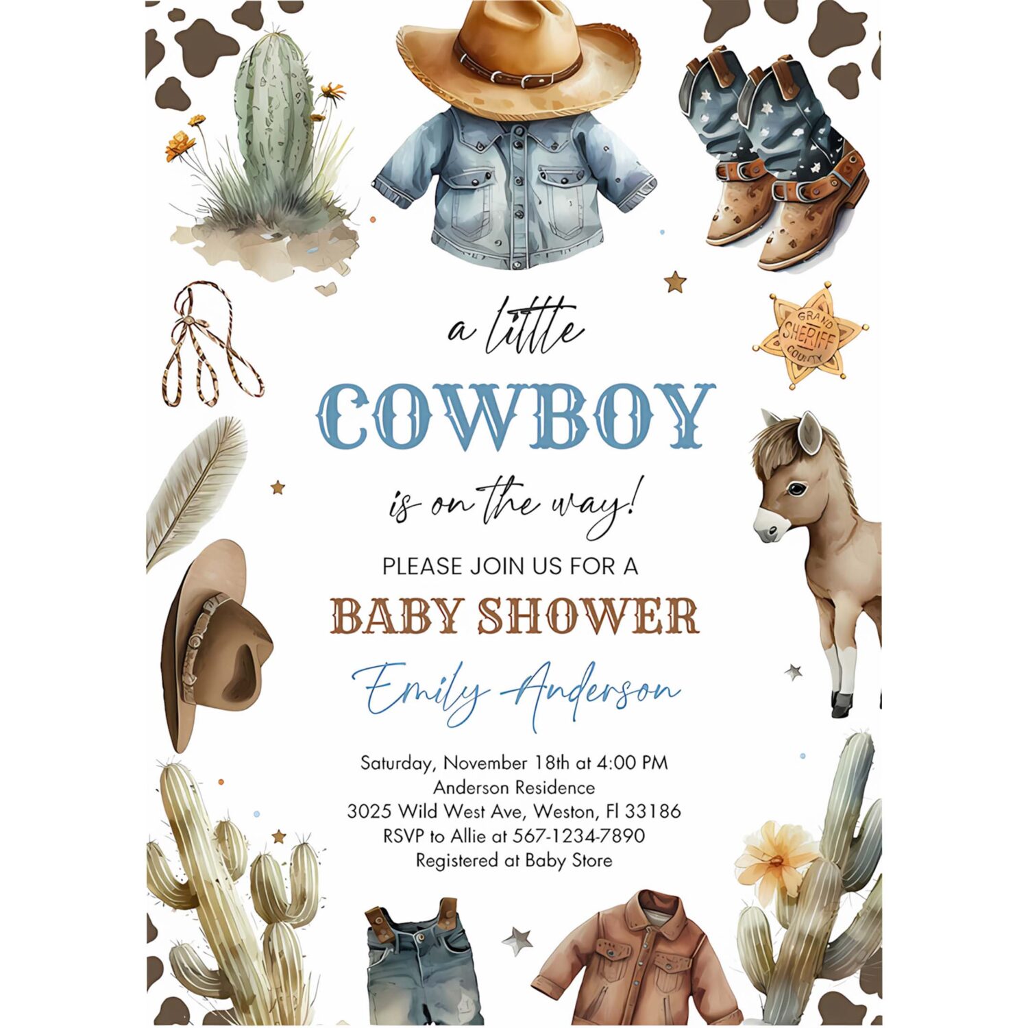 Baby shower invitation country western wild boy west a little cowboy is on the way baby shower sprinkle 4