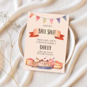 Bake sale party festival invitation fundraiser school church flyer kitchen cake cookie 1