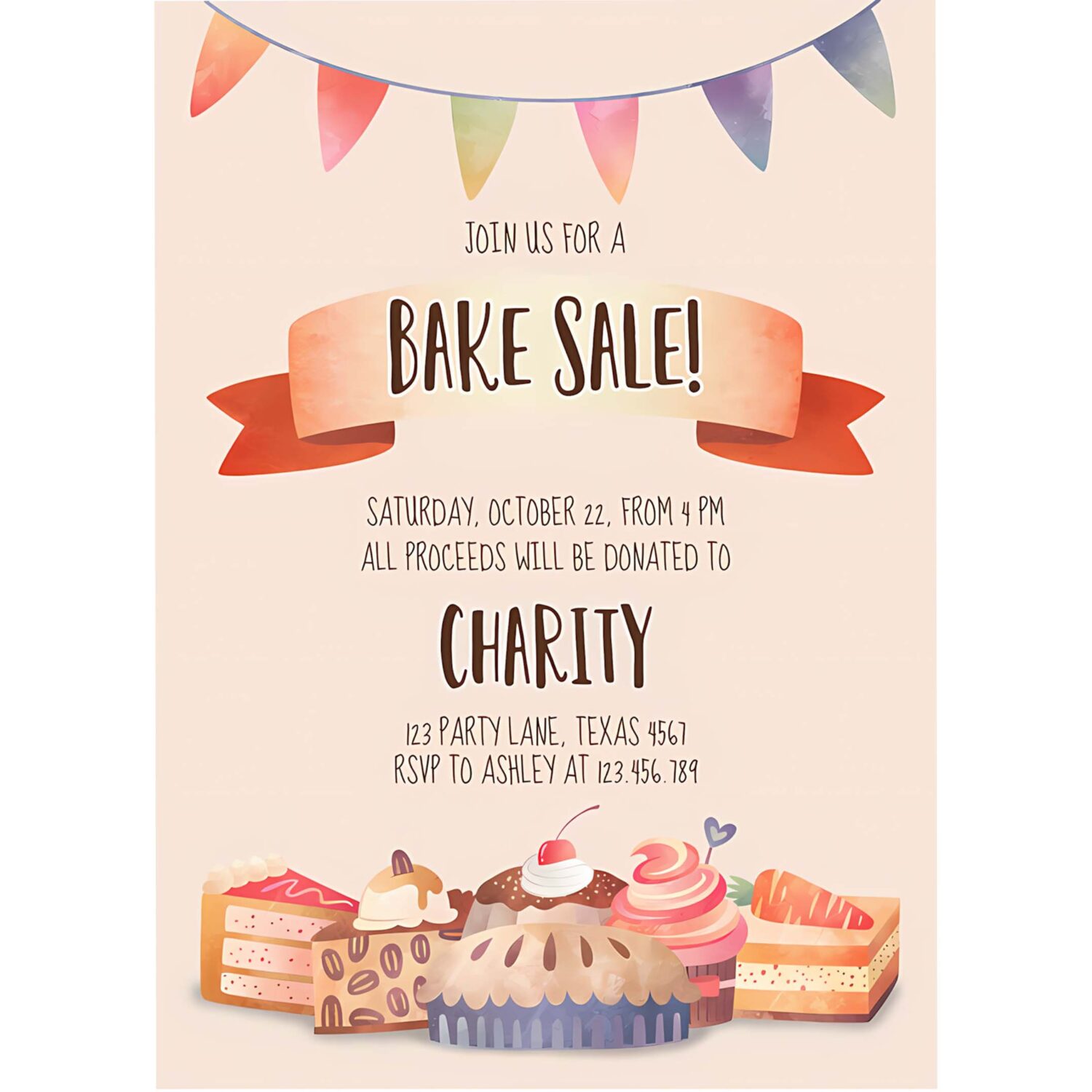 Bake sale party festival invitation fundraiser school church flyer kitchen cake cookie 4