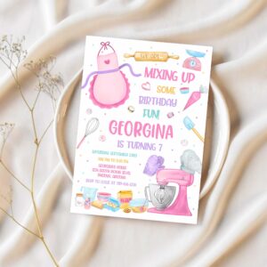 Baking birthday party invitation baking party invite cooking birthday invitation 1