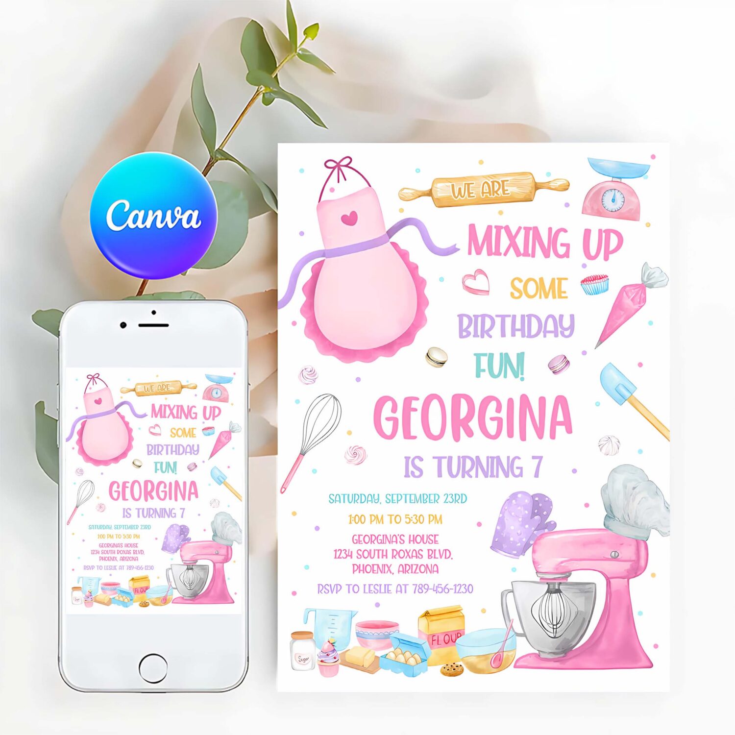 Baking birthday party invitation baking party invite cooking birthday invitation
