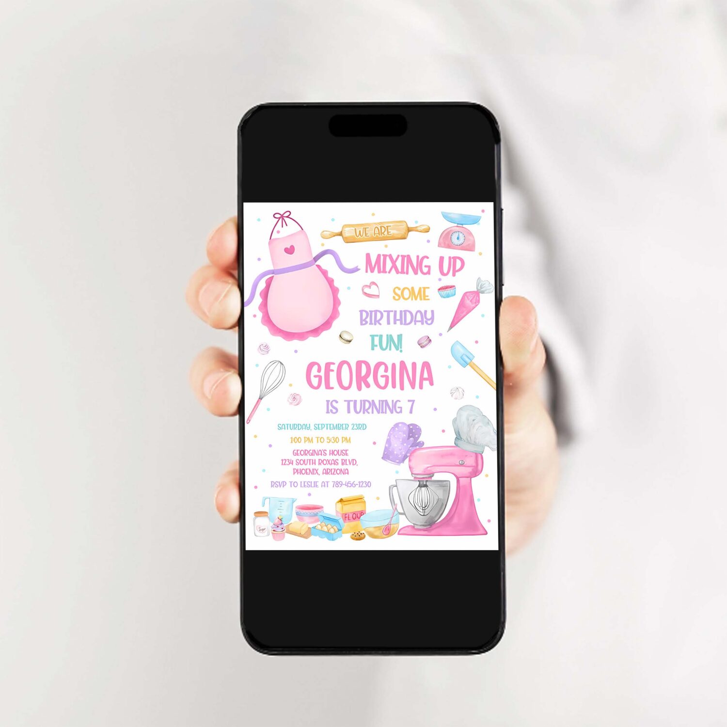 Baking birthday party invitation baking party invite cooking birthday invitation 2