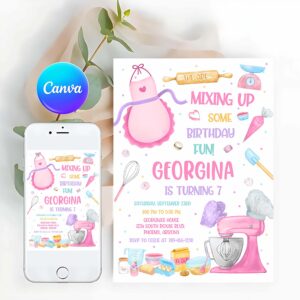 Baking Invitation, Baking Birthday Party Invitation, Baking Party Invite, Cooking Birthday Invitation