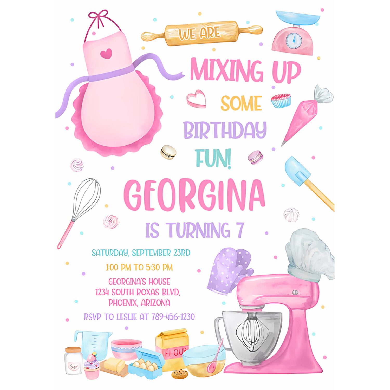 Baking birthday party invitation baking party invite cooking birthday invitation 4