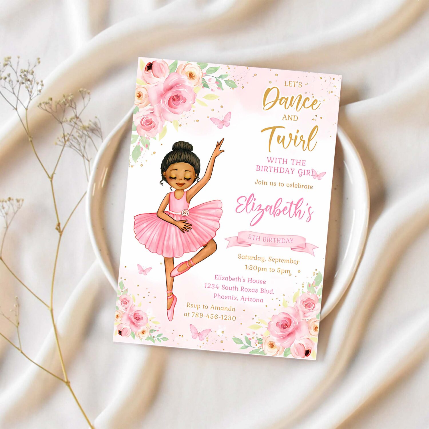 Ballerina birthday invitation ballet birthday invitation ballerina invitation 1