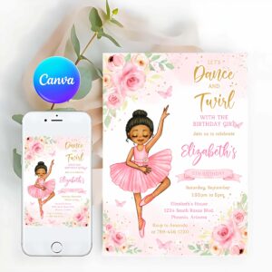 Ballerina Birthday Invitation, Ballet Birthday Invitation, Ballerina Invitation