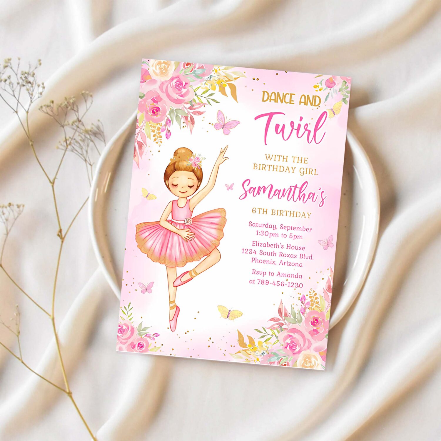 Ballerina birthday invitation template ballet birthday invitation ballerina invitation themes 1