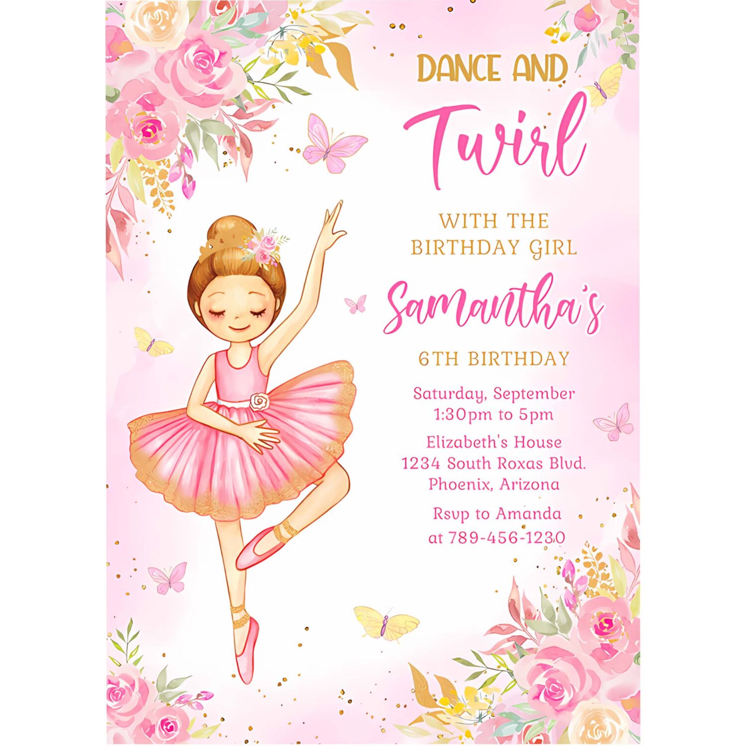 Ballerina birthday invitation template ballet birthday invitation ballerina invitation themes 4