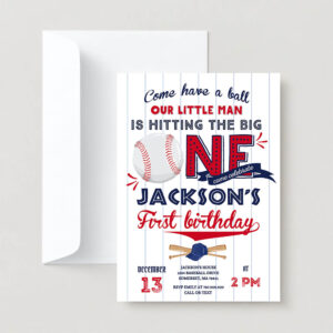 Baseball Invitation, Baseball Birthday Invitation, Baseball 1st Birthday, Red White Blue Baseball 1st Birthday Invitation