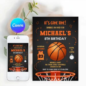 Basketball Birthday Invitation Template, Basketball Birthday Invitation, Basketball Invitation