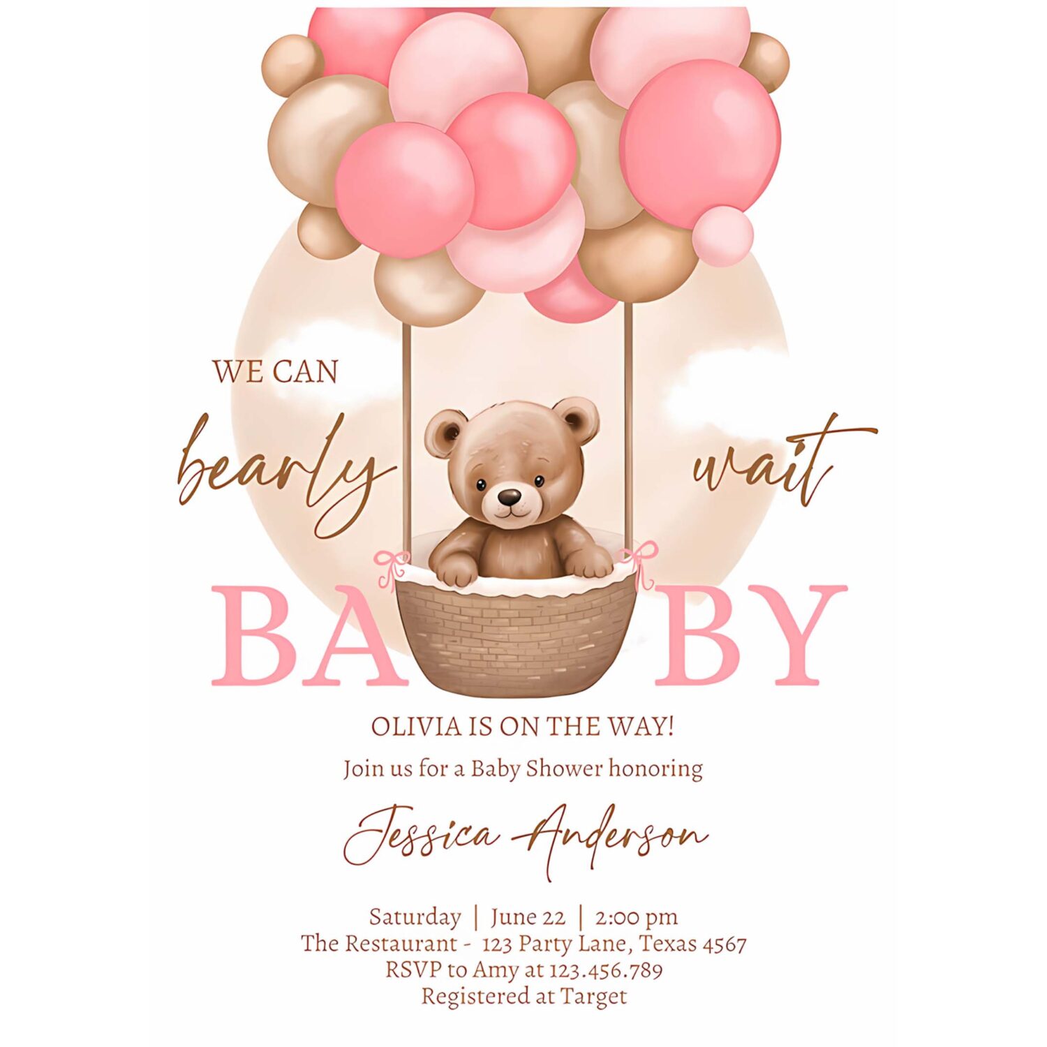 Bear balloon baby shower invitation we can bearly wait baby shower invite 4
