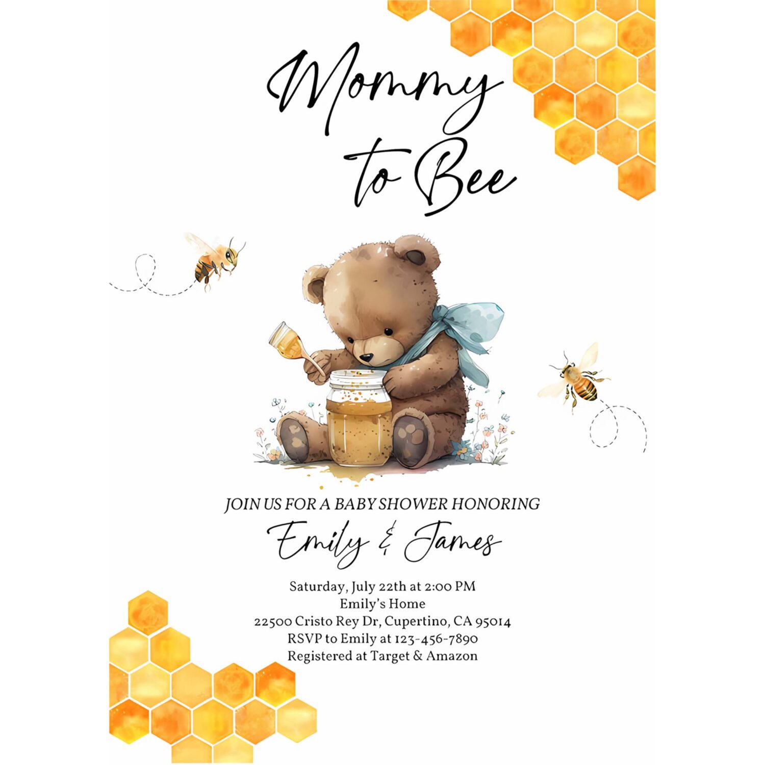 Bee baby shower invitation mommy to bee baby bear invite 4
