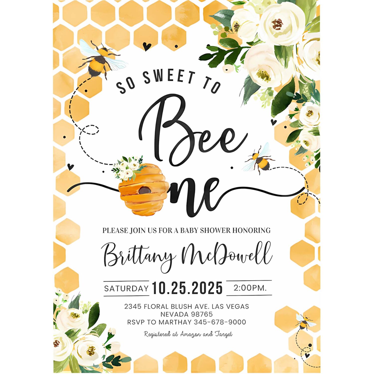 Bee birthday invitation honey bee birthday party bee 1st birthday so sweet to bee one party bee day 1st birthday 4