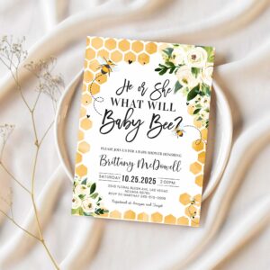 Bee gender reveal invitation what will baby bee invitations bumble bee gender neutral invite 1