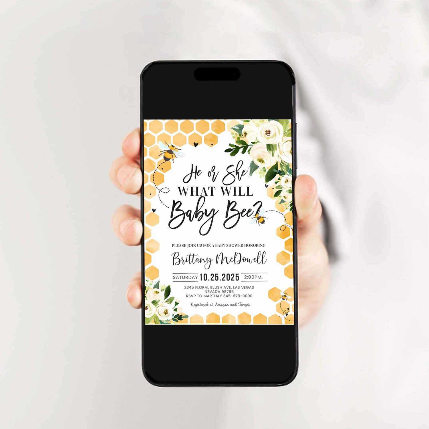 Bee gender reveal invitation what will baby bee invitations bumble bee gender neutral invite 2