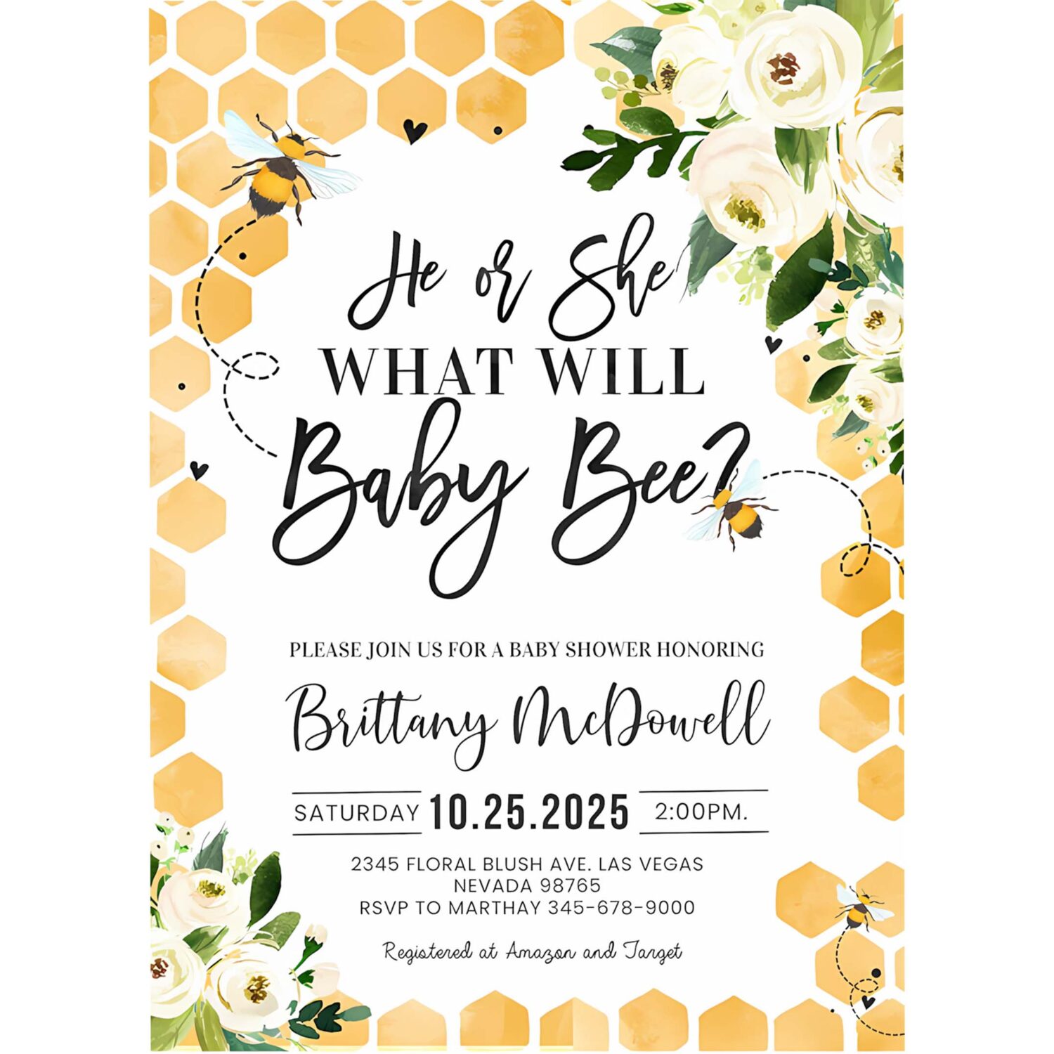 Bee gender reveal invitation what will baby bee invitations bumble bee gender neutral invite 4