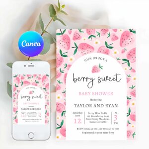 Berry Sweet Invitation, Berry Sweet Summer Strawberry Baby Shower Invitation