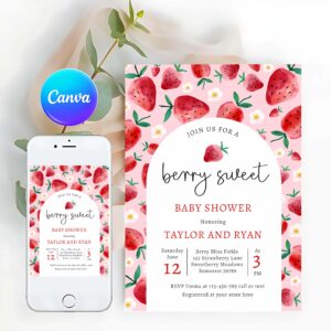 Berry Sweet Invitation, Berry Sweet Summer Strawberry Baby Shower Invitation