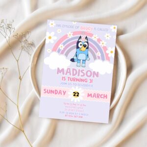 Bluey 3rd birthday invitation bluey party invitation party invite 1