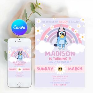 Bluey Invitation, Bluey 3rd Birthday Invitation, Bluey Party Invitation, Party Invite