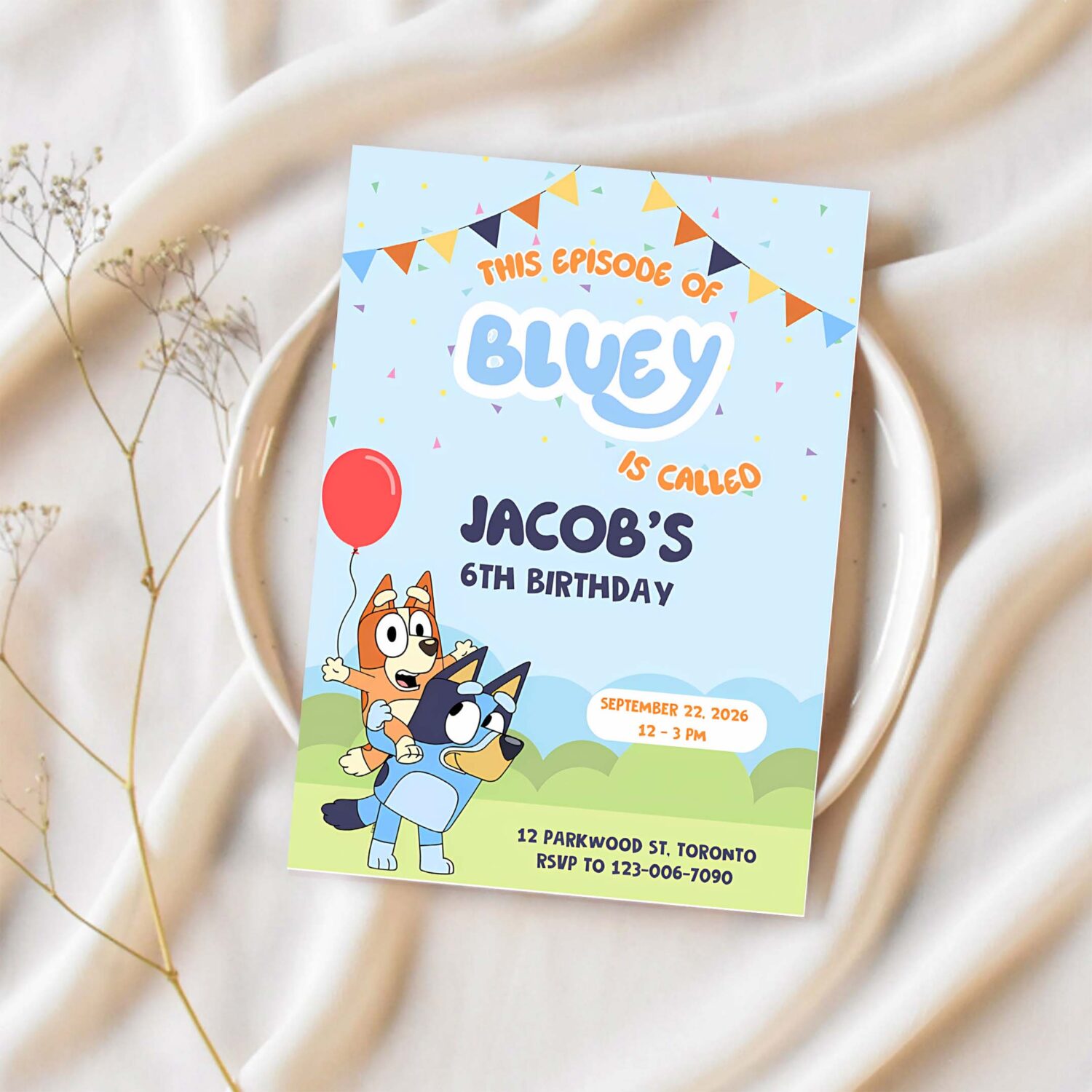 Bluey birthday invitation template bluey party digital invitation boy party printable invite 1