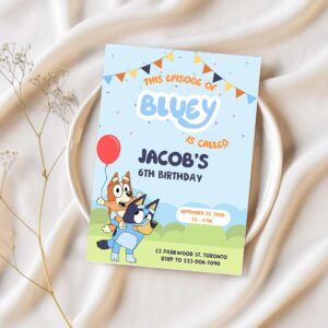Bluey birthday invitation template bluey party digital invitation boy party printable invite 1