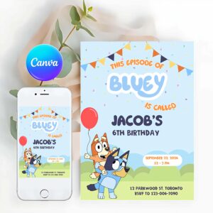 Bluey Invitation, Bluey Birthday Invitation, Template, Bluey Party Digital Invitation, Boy Party Printable Invite