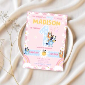 Bluey girl party birthday invitation bluey party invitation party girl 1